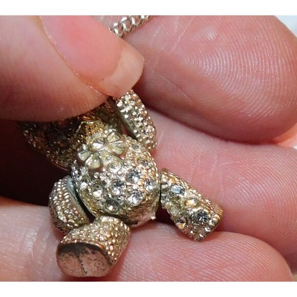 Articulated Rhinestone Bear Pendant Necklace - Picture 8 of 10